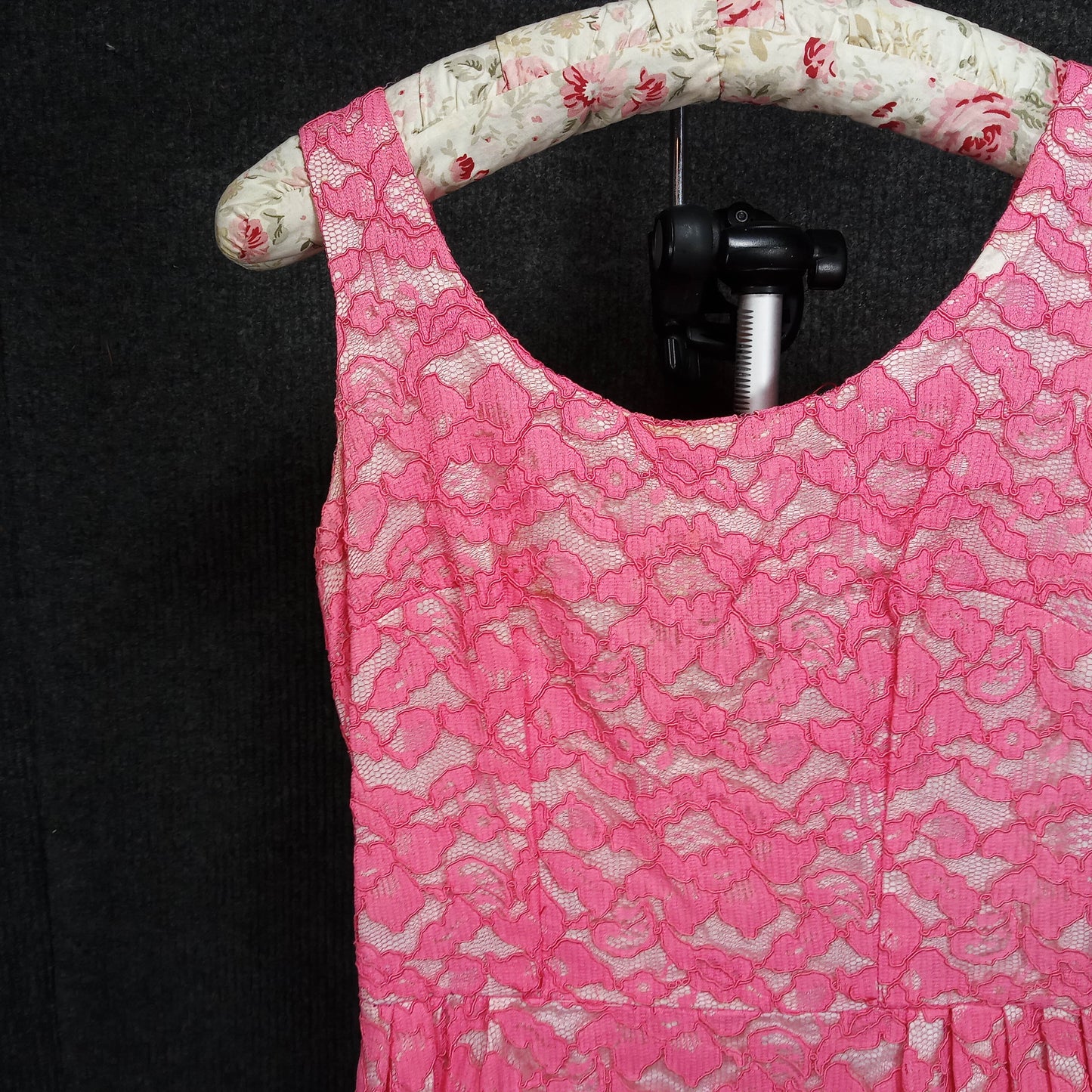 1950's Bubble Gum Pink Lace Full Length Sheath