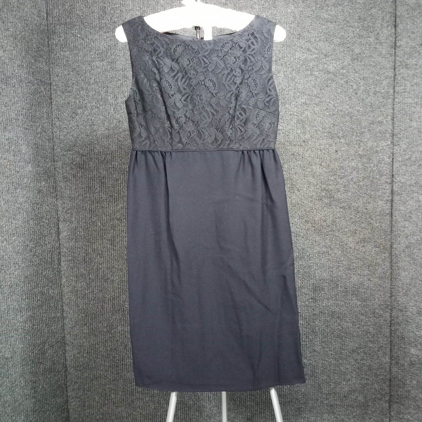 1960's Black Lace Bodice Rayon Sleeveless Sheath