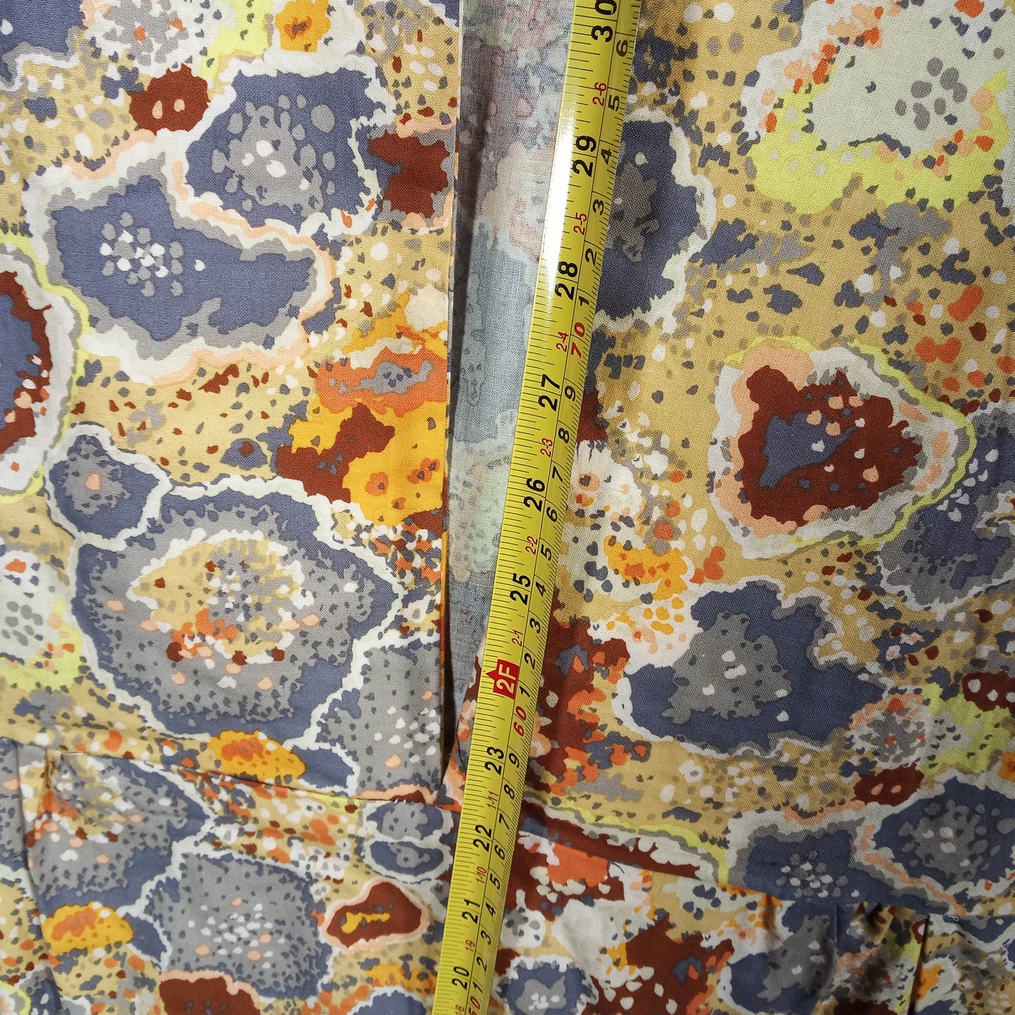 1950's Brown, Yellow & Gold Print Cotton Shift
