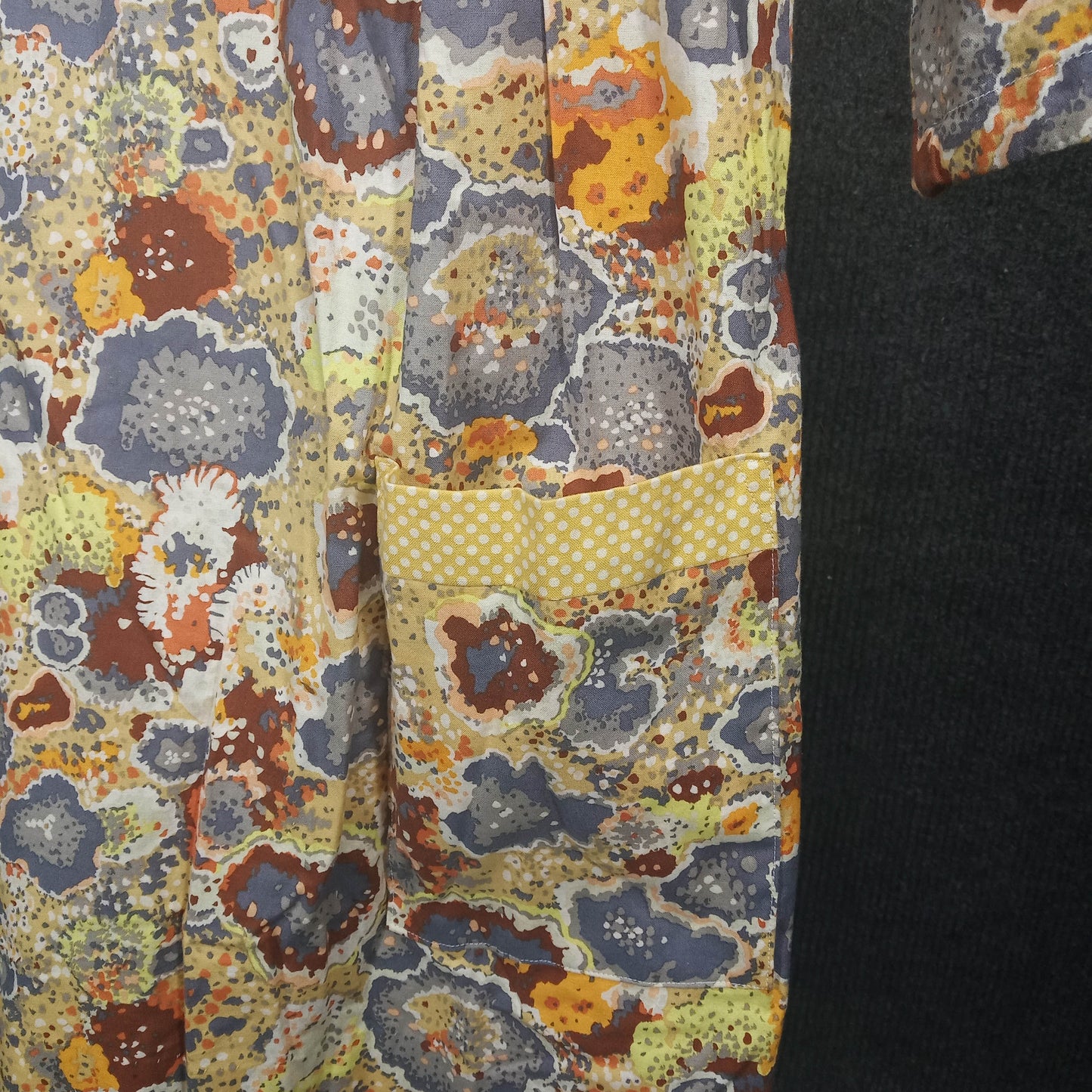 1950's Brown, Yellow & Gold Print Cotton Shift