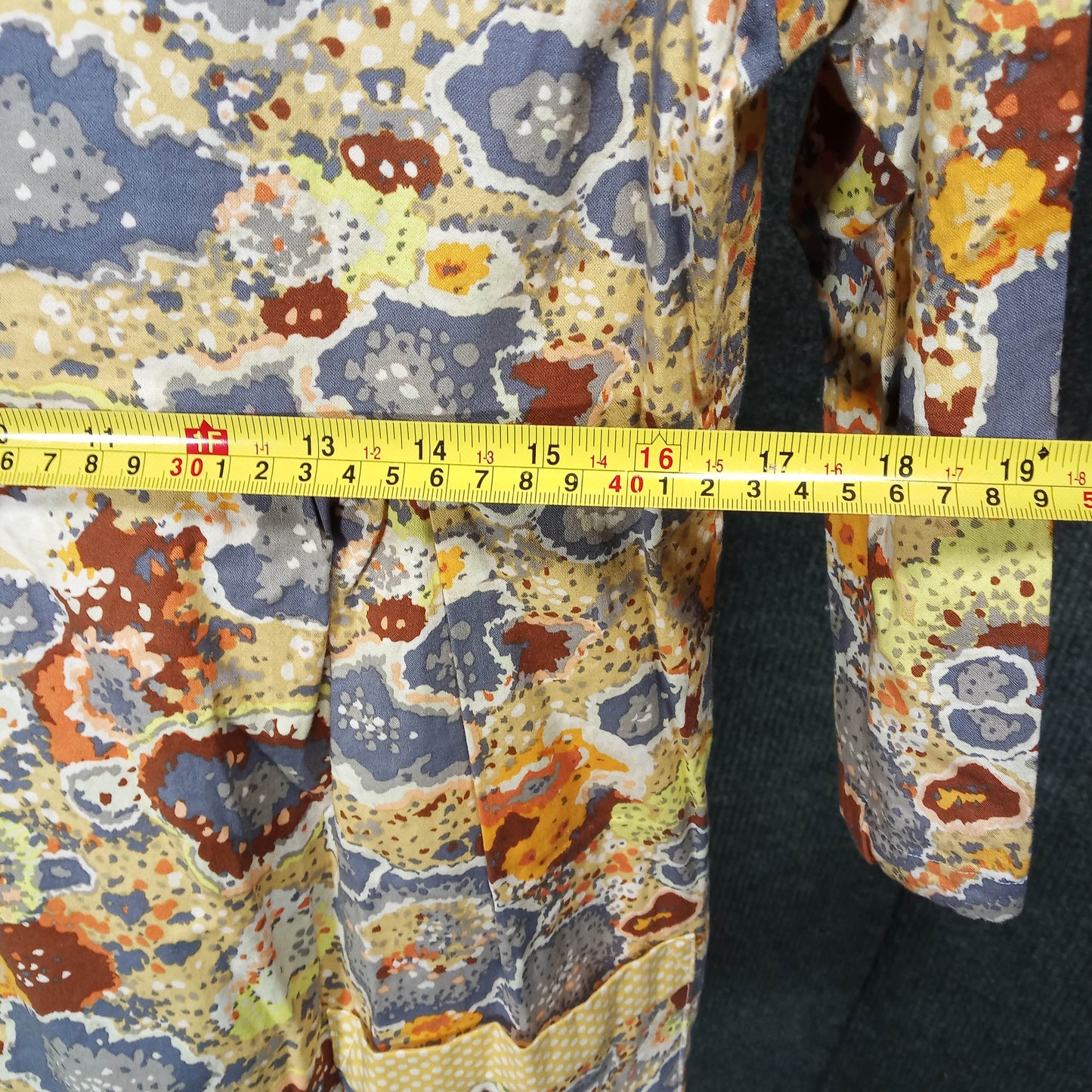 1950's Brown, Yellow & Gold Print Cotton Shift