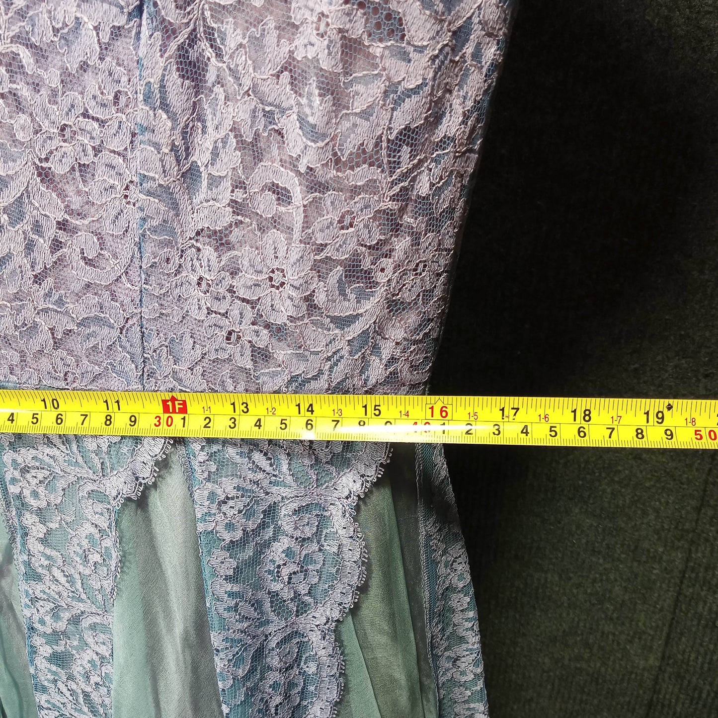 1950's Purple Lace Bodice With Lace and Green Tulle Over Purple Taffeta Dress