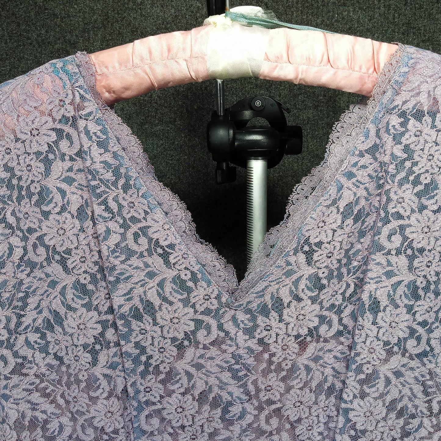 1950's Purple Lace Bodice With Lace and Green Tulle Over Purple Taffeta Dress