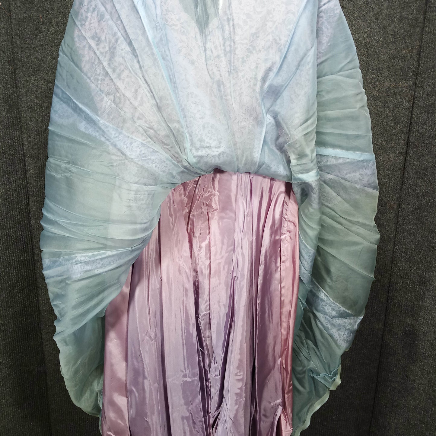 1950's Purple Lace Bodice With Lace and Green Tulle Over Purple Taffeta Dress