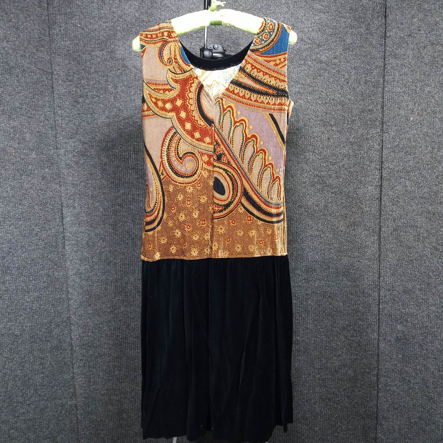 1960's Paisley Sleeveless Top with a Black Velvet Skirt