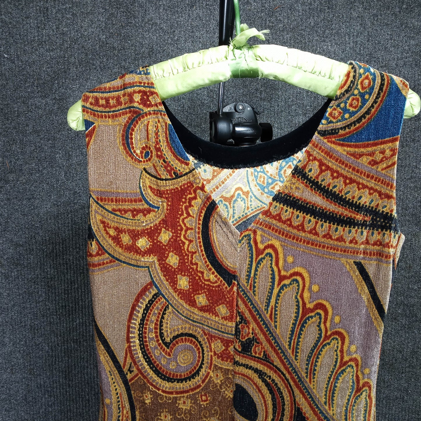 1960's Paisley Sleeveless Top with a Black Velvet Skirt