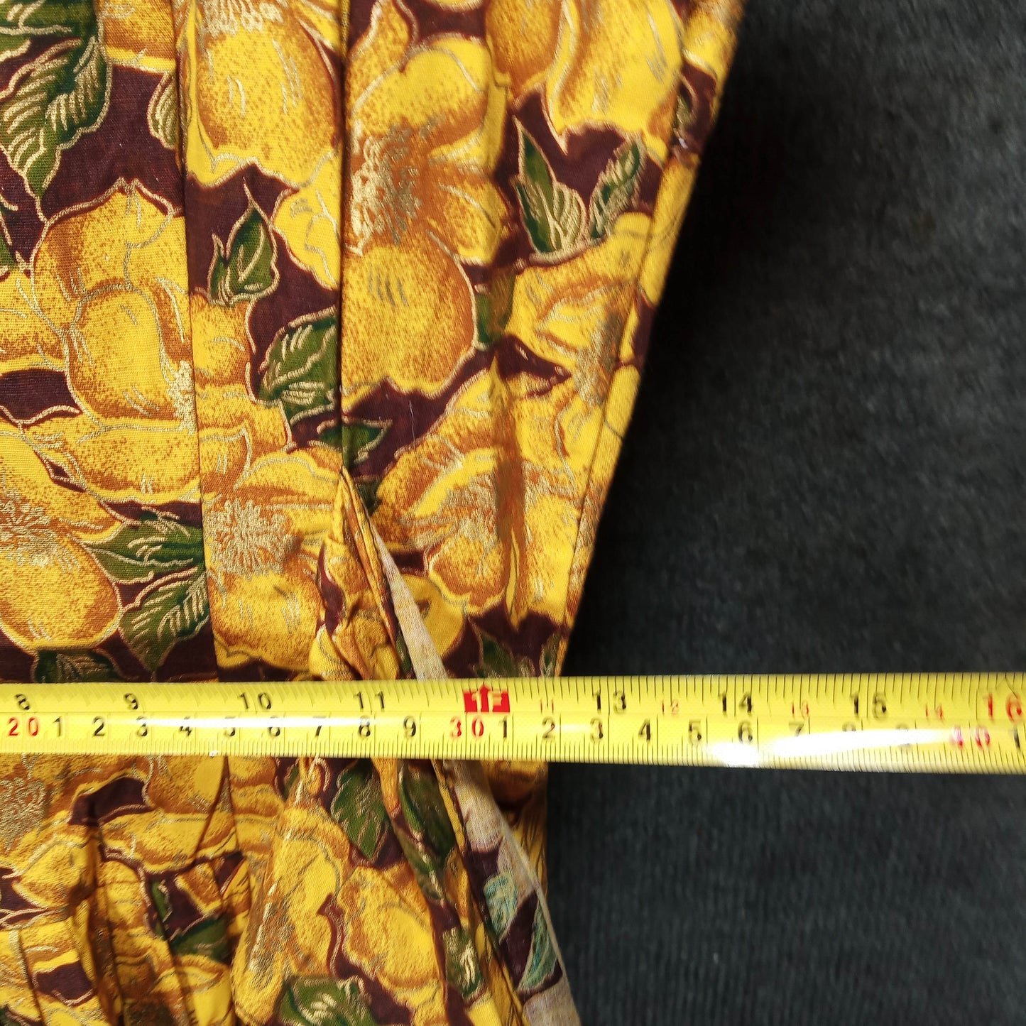1960's Green and Orange Floral Dress with a Black Chiffon Underlayer