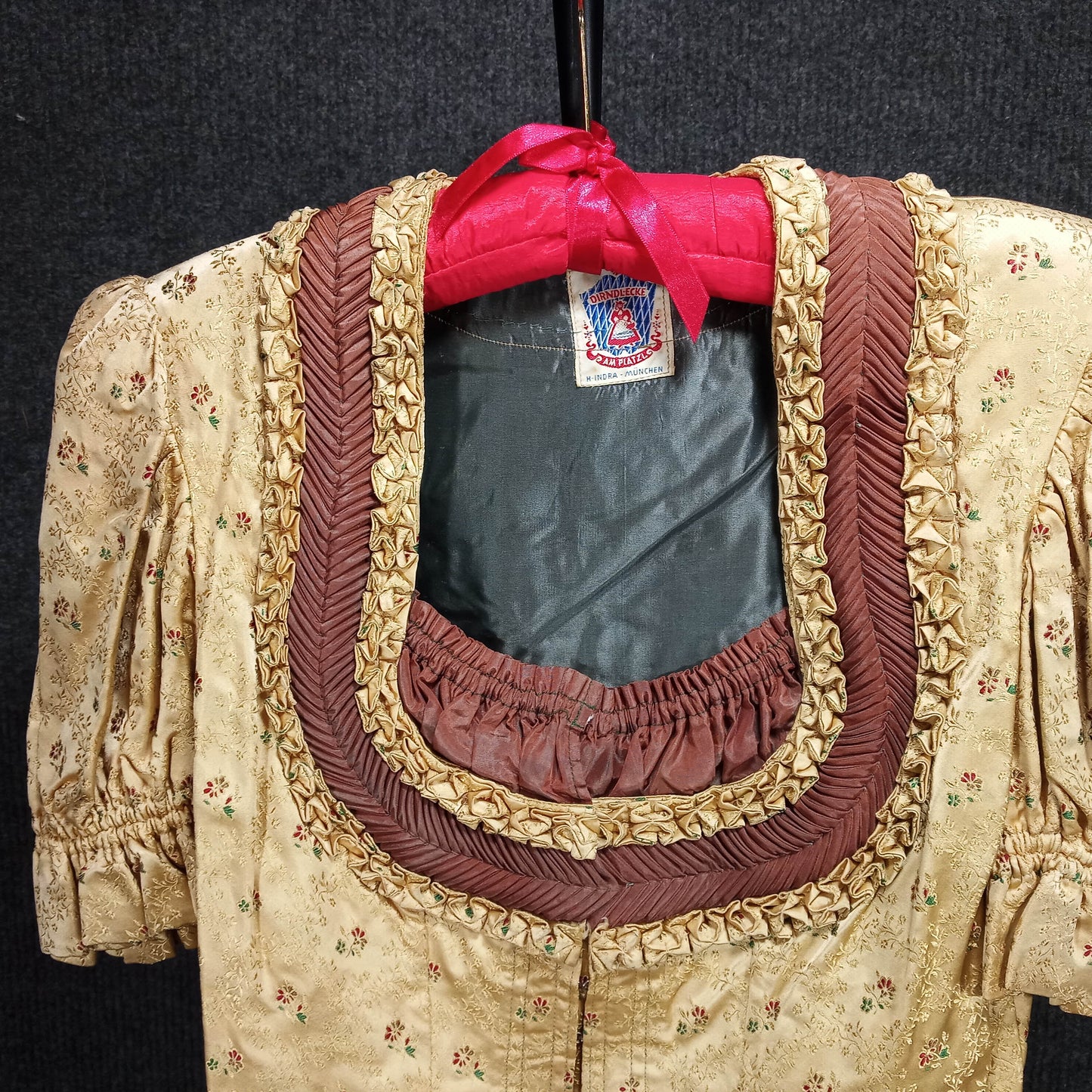 1950s Gold Floral Damask Dirndl Dress from Munich