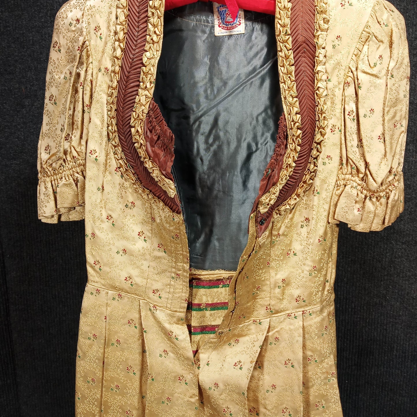 1950s Gold Floral Damask Dirndl Dress from Munich