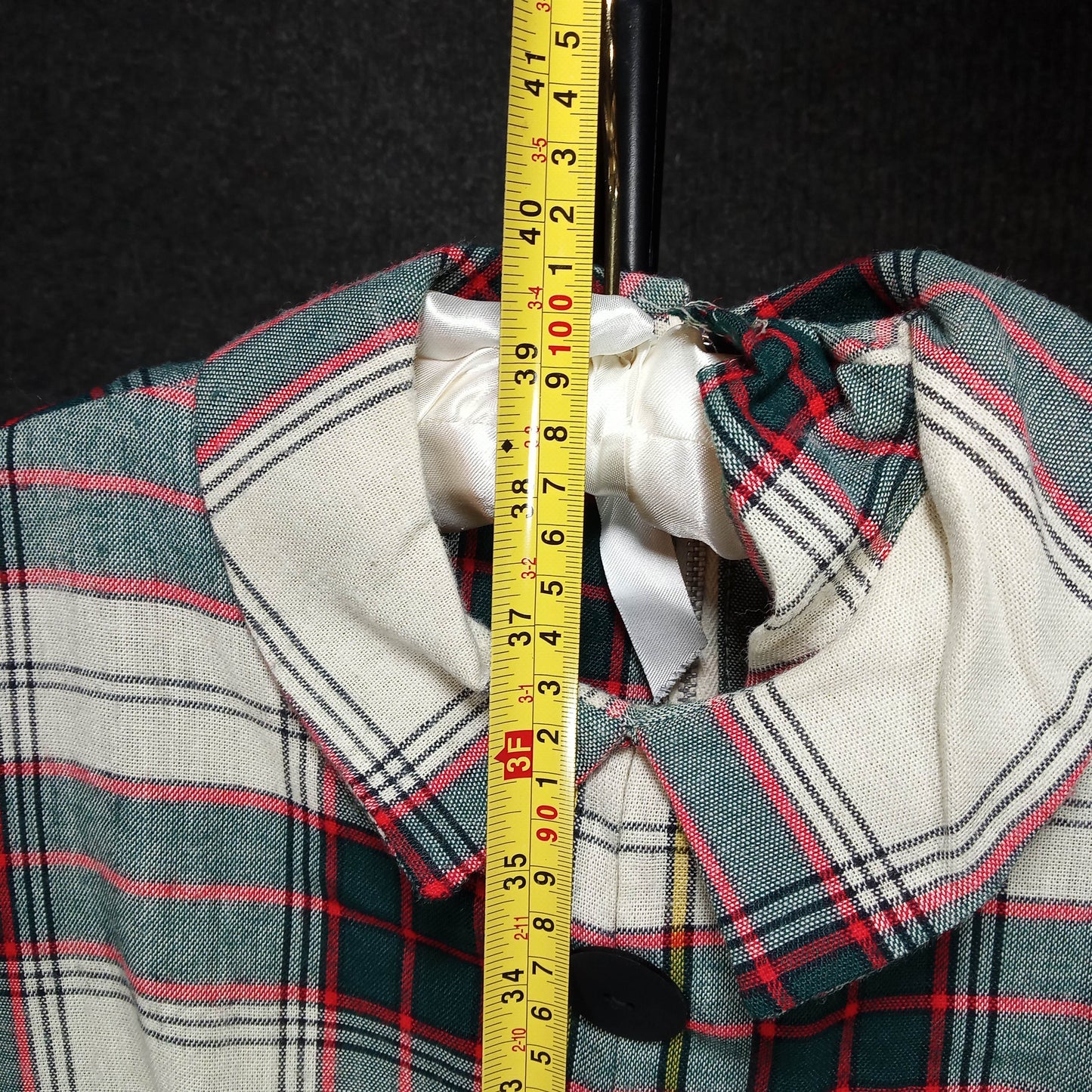 1950's Taupe, Red, and Green Plaid School Girl Shift Dress