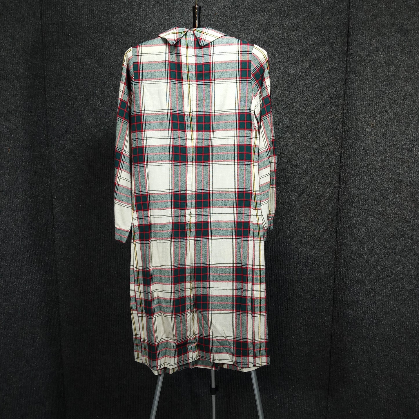1950's Taupe, Red, and Green Plaid School Girl Shift Dress