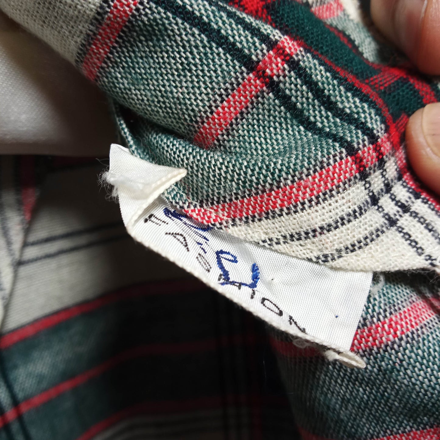 1950's Taupe, Red, and Green Plaid School Girl Shift Dress