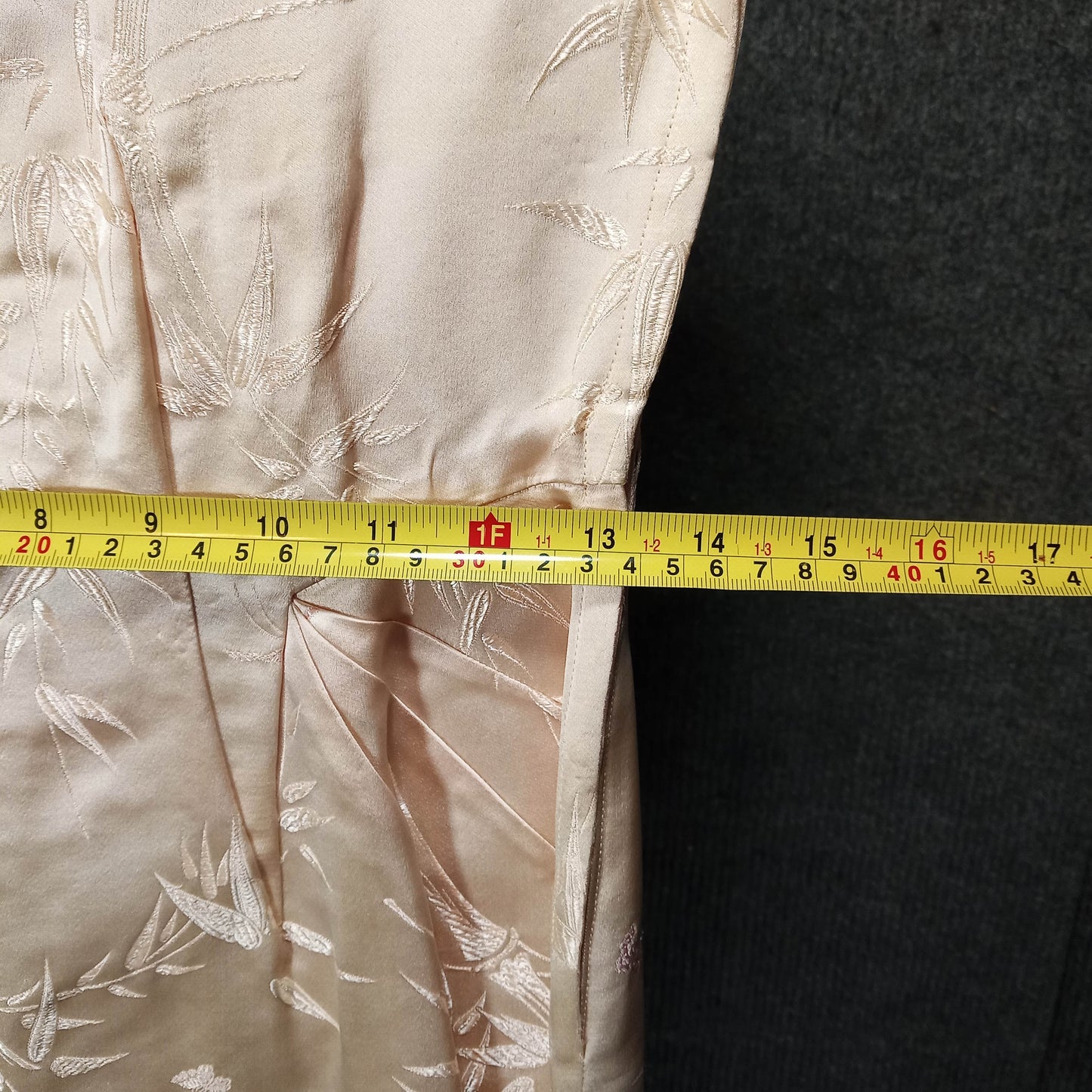 1950's Cream Pink Silk Damask with Matching Belt by Dynasty