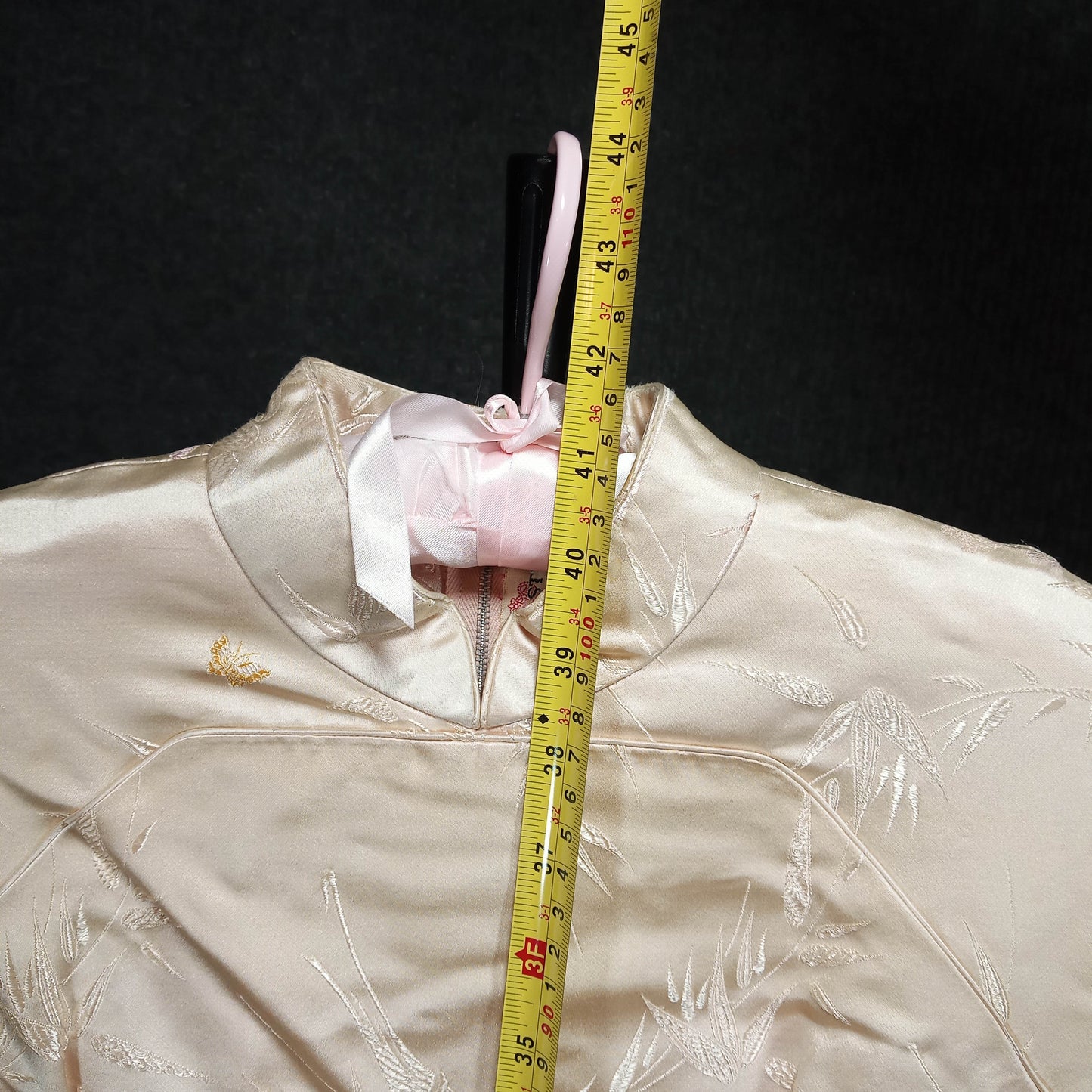 1950's Cream Pink Silk Damask with Matching Belt by Dynasty