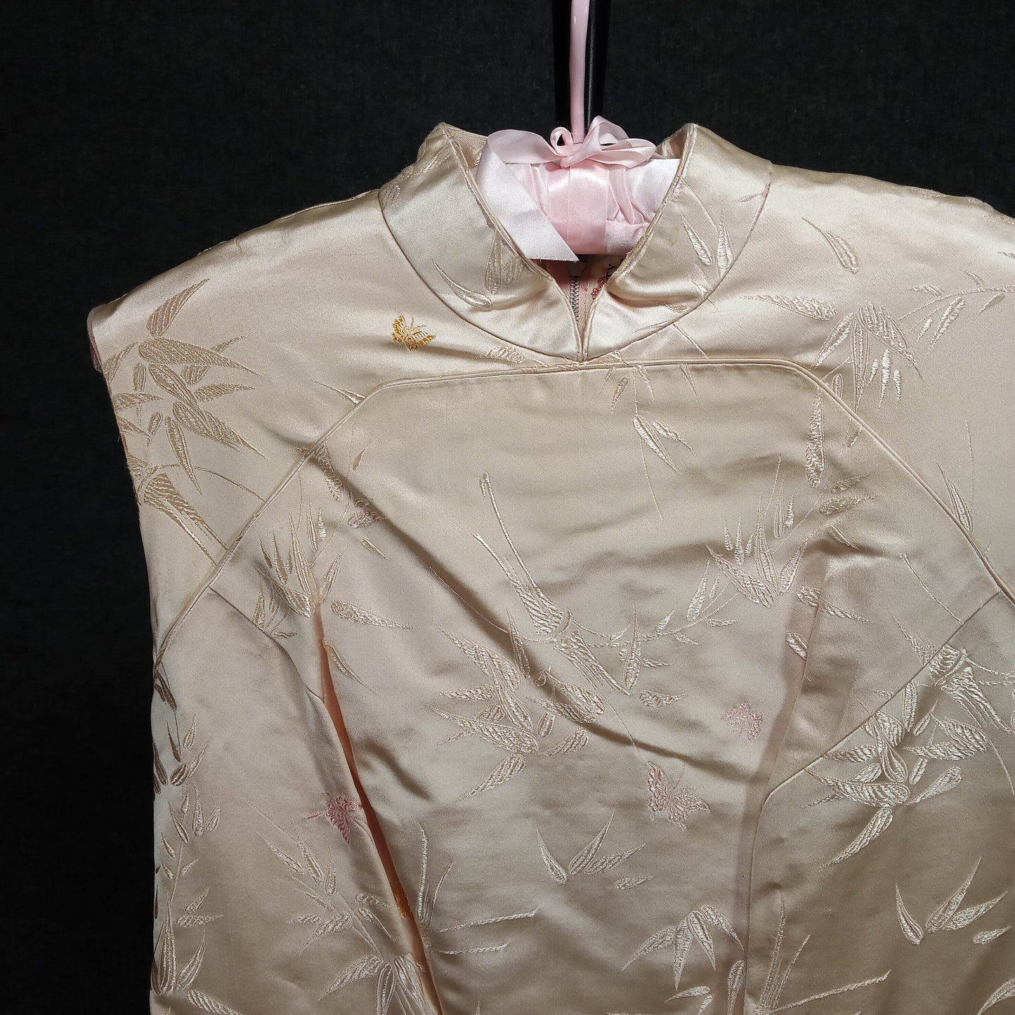 1950's Cream Pink Silk Damask with Matching Belt by Dynasty