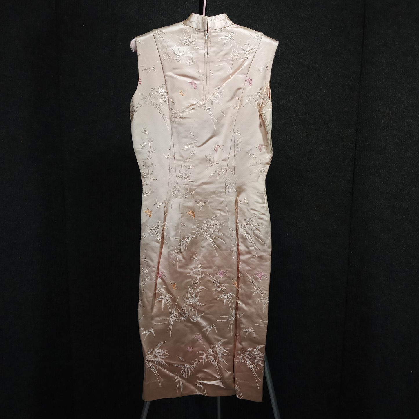1950's Cream Pink Silk Damask with Matching Belt by Dynasty