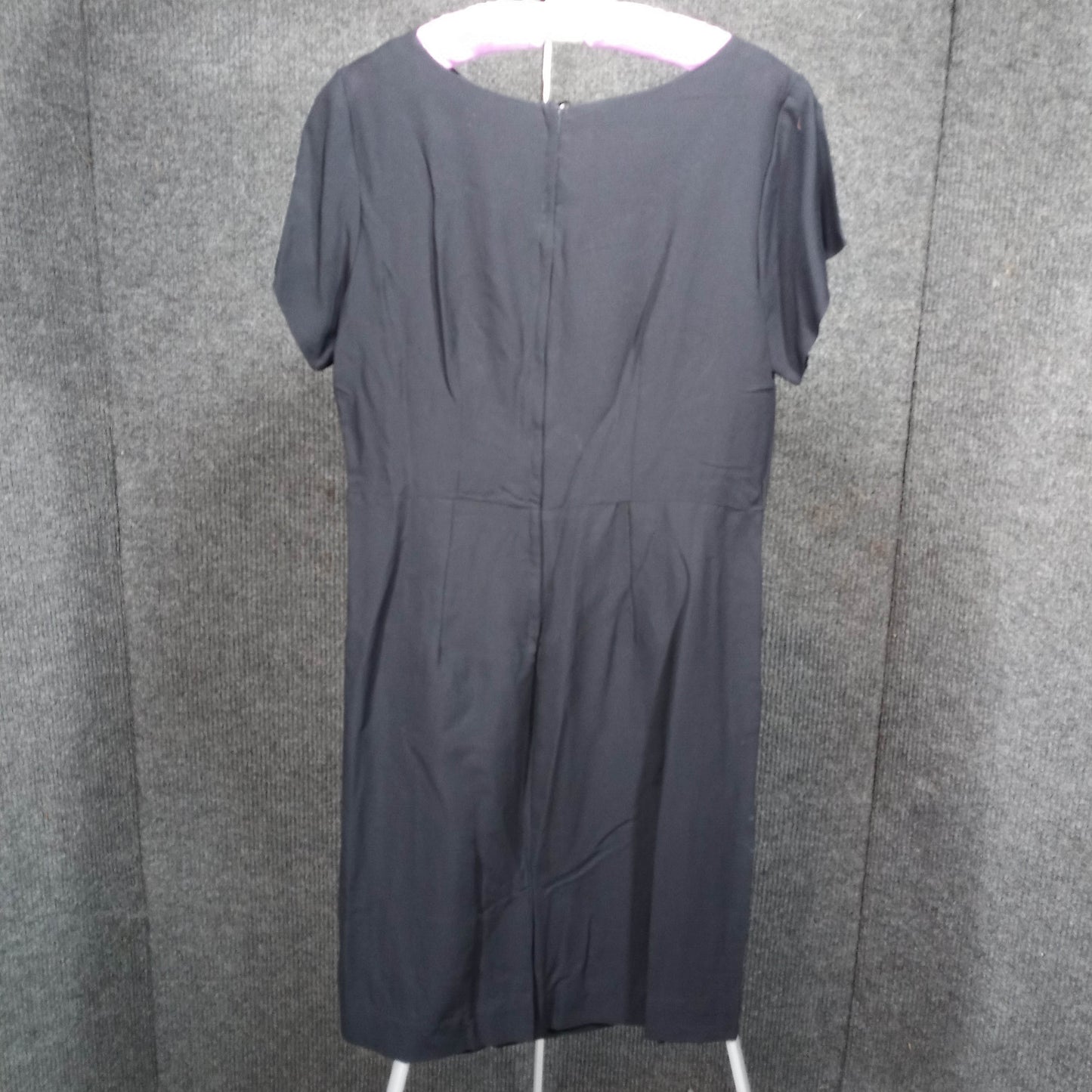 1940's Black Rayon Wiggle Dress with Velvet Leaves Swag Detail