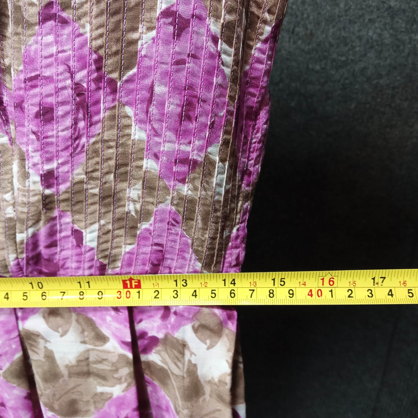 1950's Taupe Fuchsia Floral Circle Dress with Matching Belt by Toni Hunt