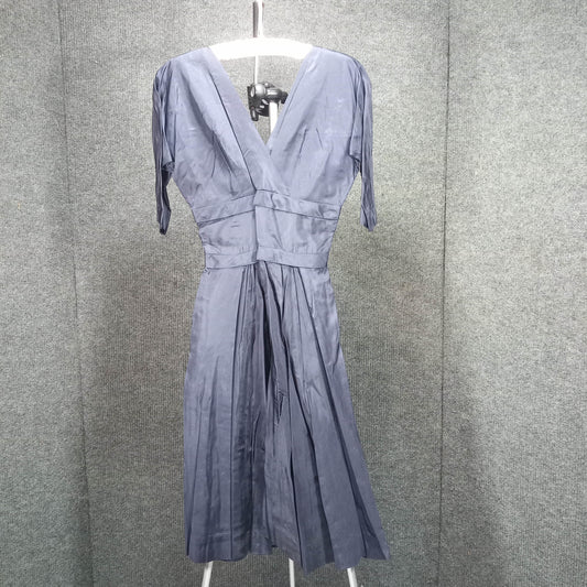 1950s Vintage Navy Polished Cotton Bow Circle Dress