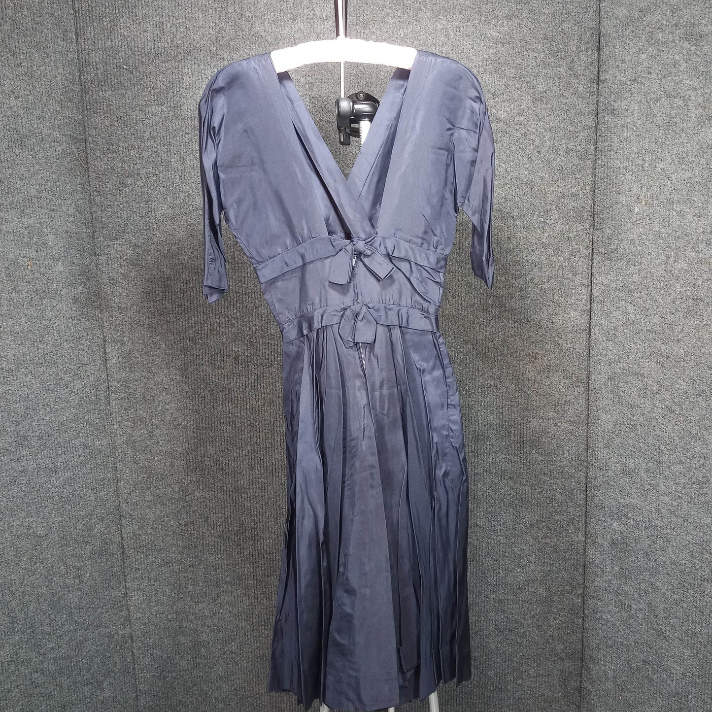 1950's Navy Polished Cotton Bow Circle Dress