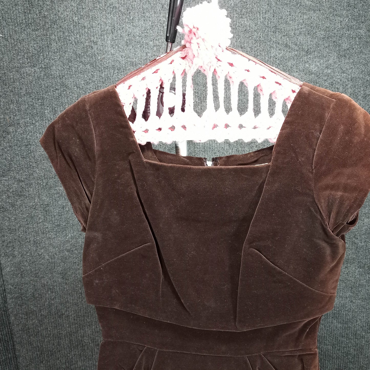 1950's Chocolate Brown Velvet Wiggle Dress by Erving Hadler