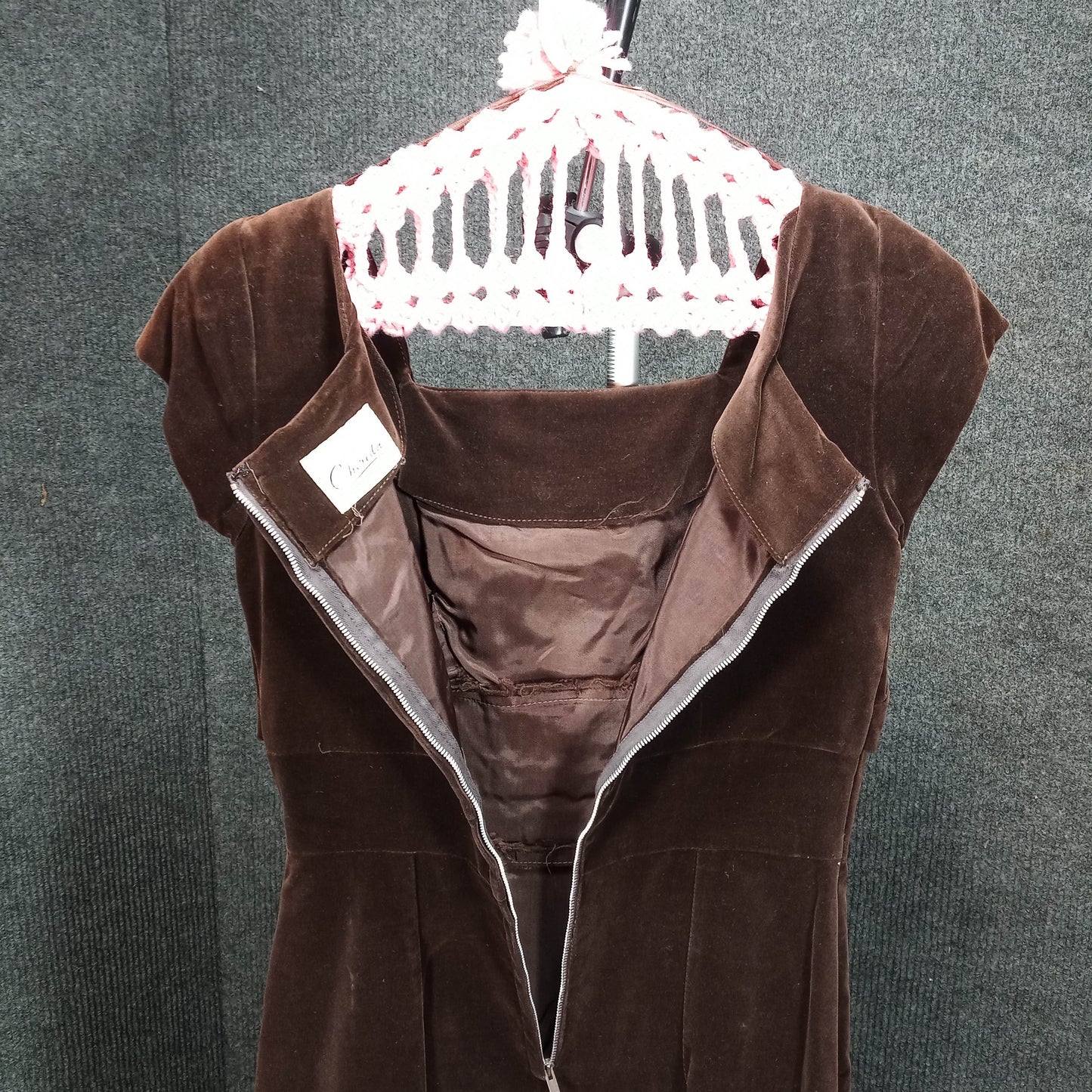 1950's Chocolate Brown Velvet Wiggle Dress by Erving Hadler