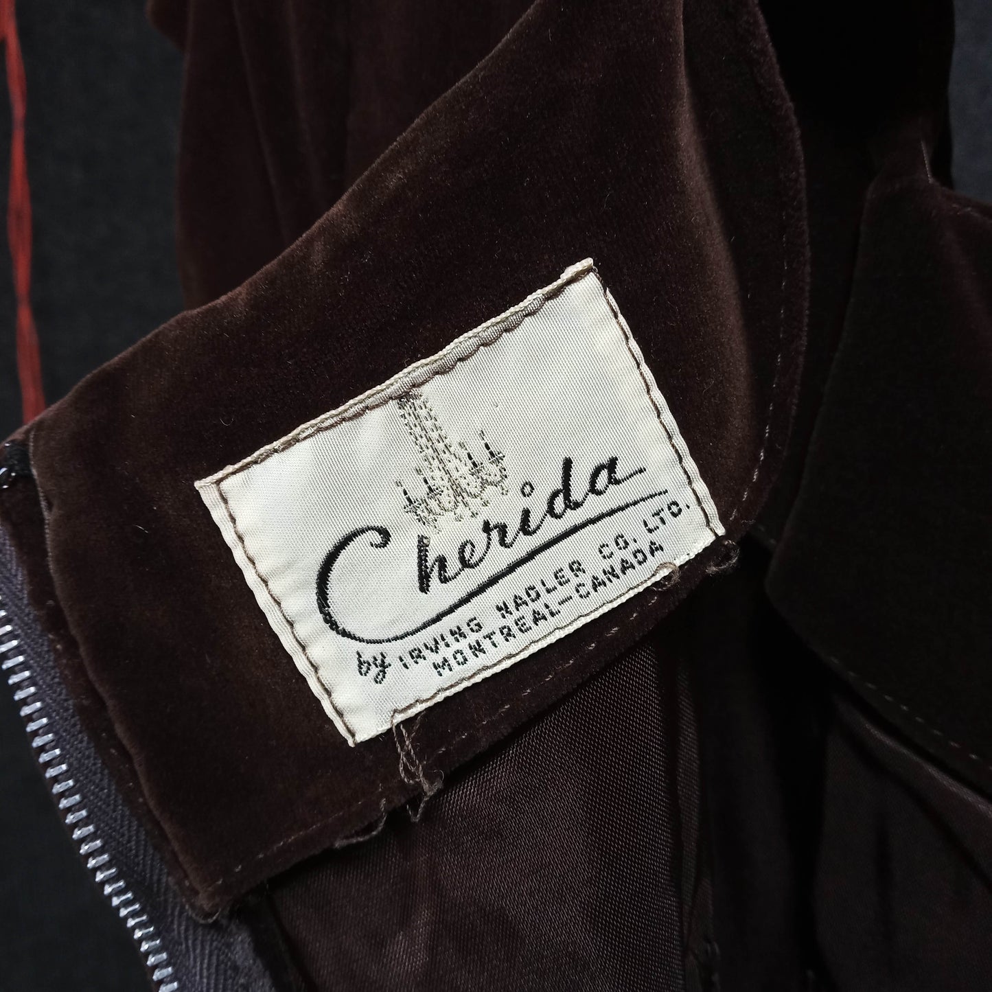 1950's Chocolate Brown Velvet Wiggle Dress by Erving Hadler