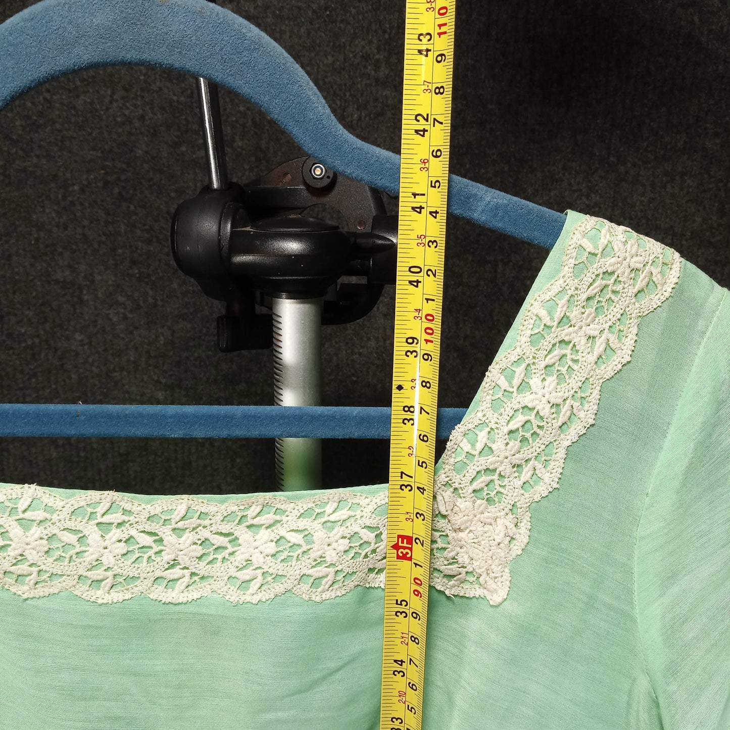 1950s Vintage Mint Green Cotton Organza Lace Circle Dress