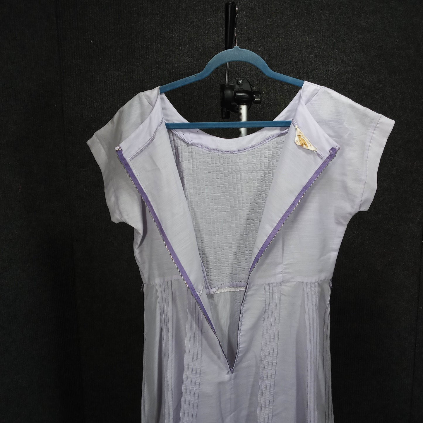 1950's Lavender Pin Tucked Cotton Day Dress with Belt