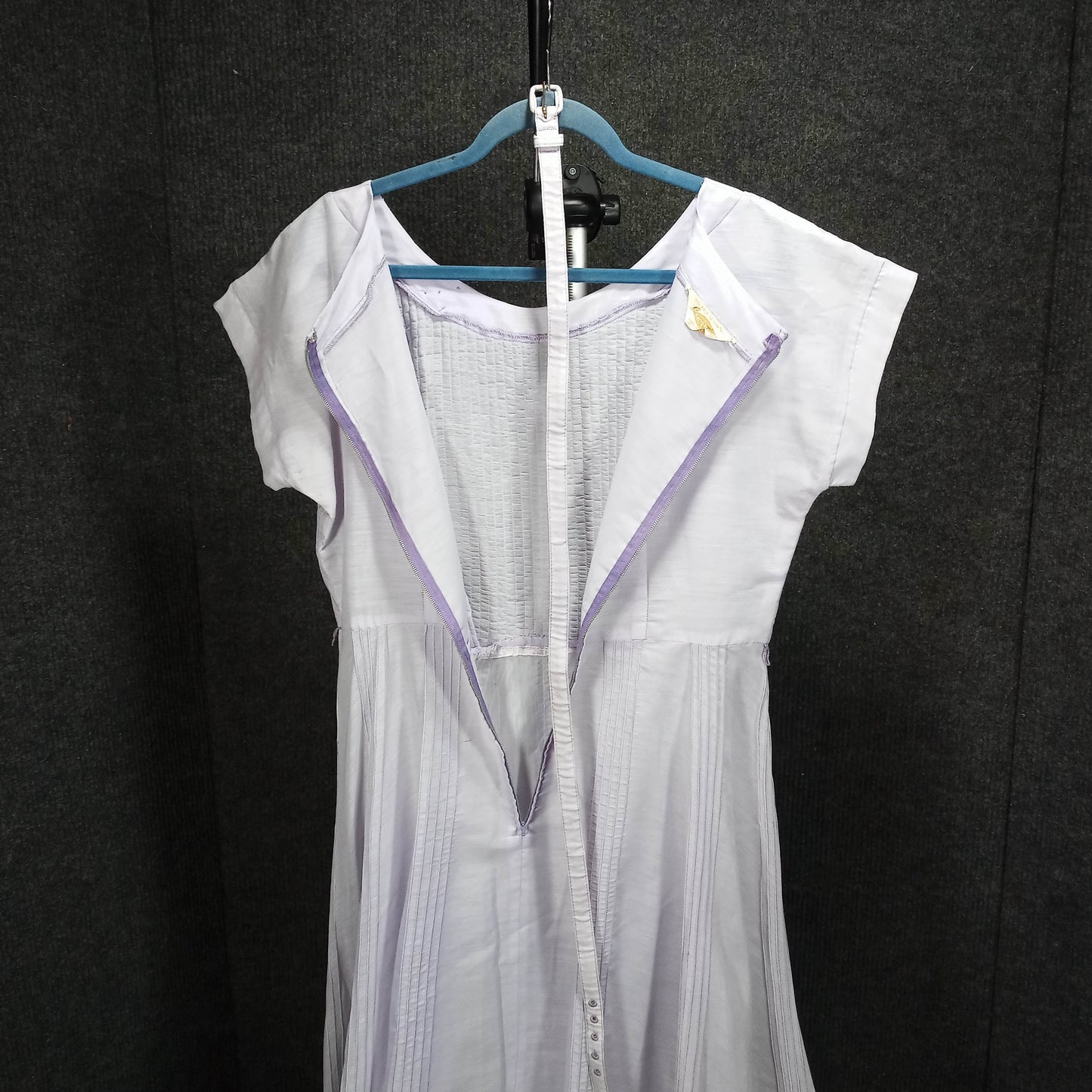 1950's Lavender Pin Tucked Cotton Day Dress with Belt