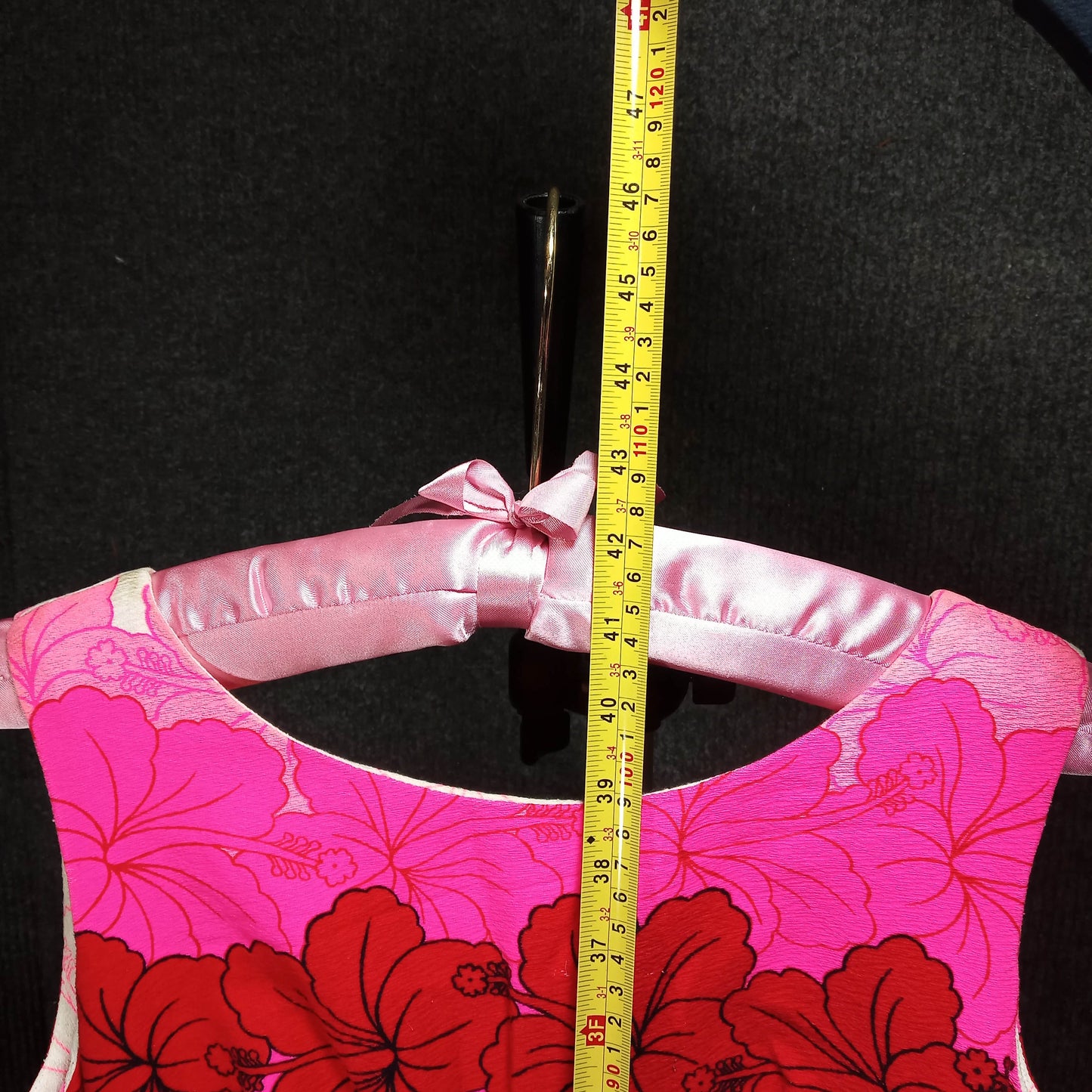 1960's Pink and Red Hawaiian All Cotton Sleeveles Dress by Ui-Maikai