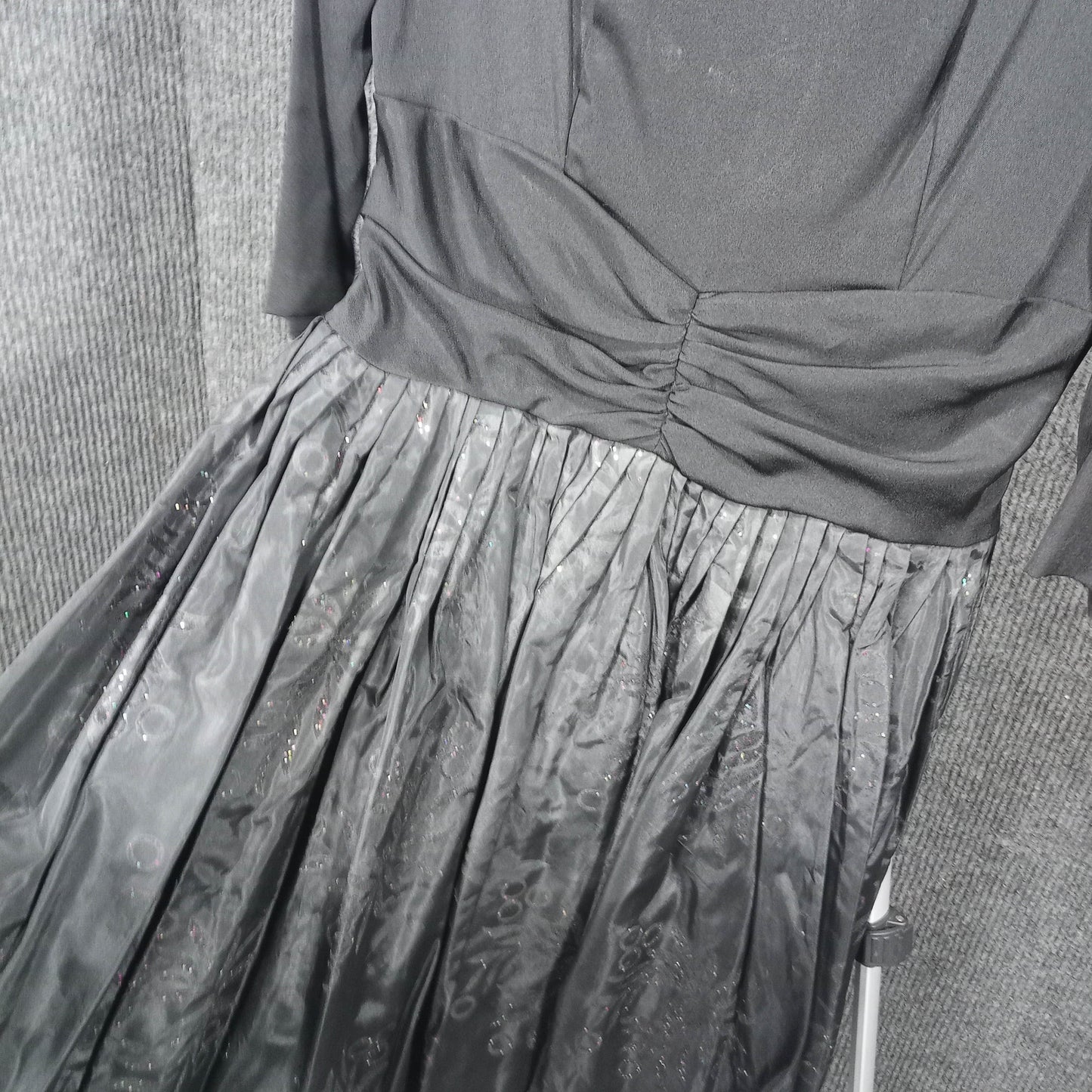 1980's Black Rayon and Taffeta Skirt Vintage Dress