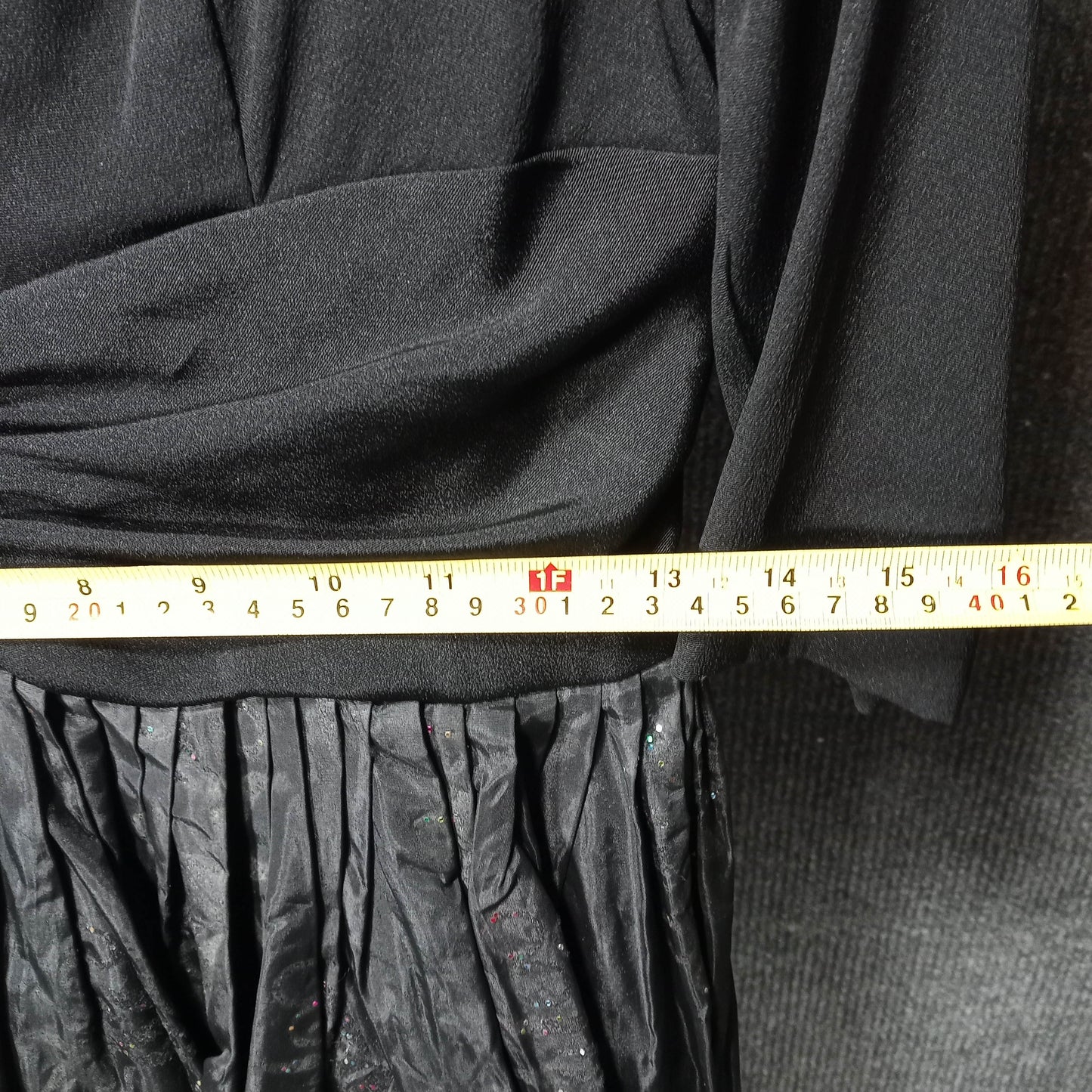 1980's Black Rayon and Taffeta Skirt Vintage Dress