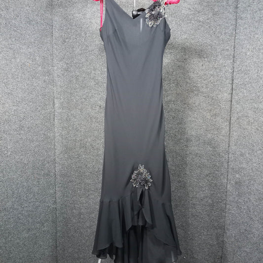 1970s Vintage Black Rayon Flapper Style Vintage Dress