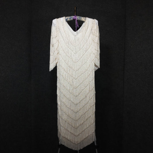 1980's Vintage White Flapper Style Vintage Dress