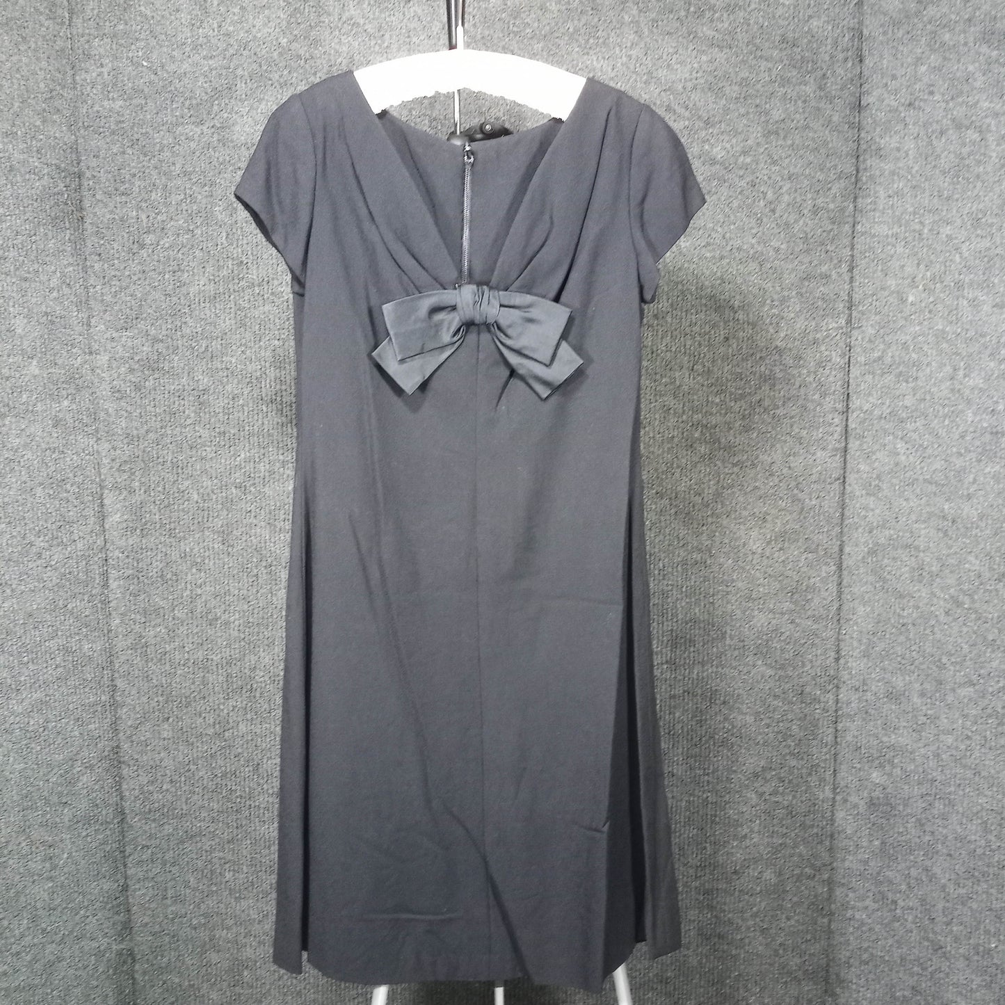 1960's Black Rayon Vintage Dress with Center Bow