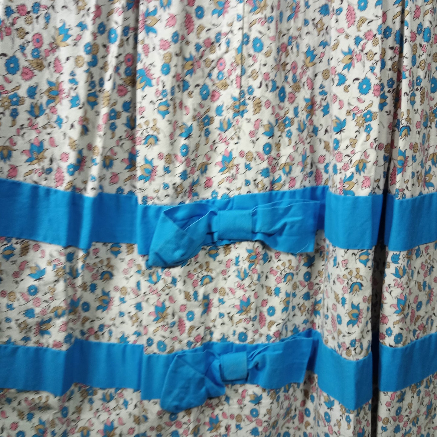 1960's White and Blue Floral Sleeveless Vintage Dress by Cover Girl Miami