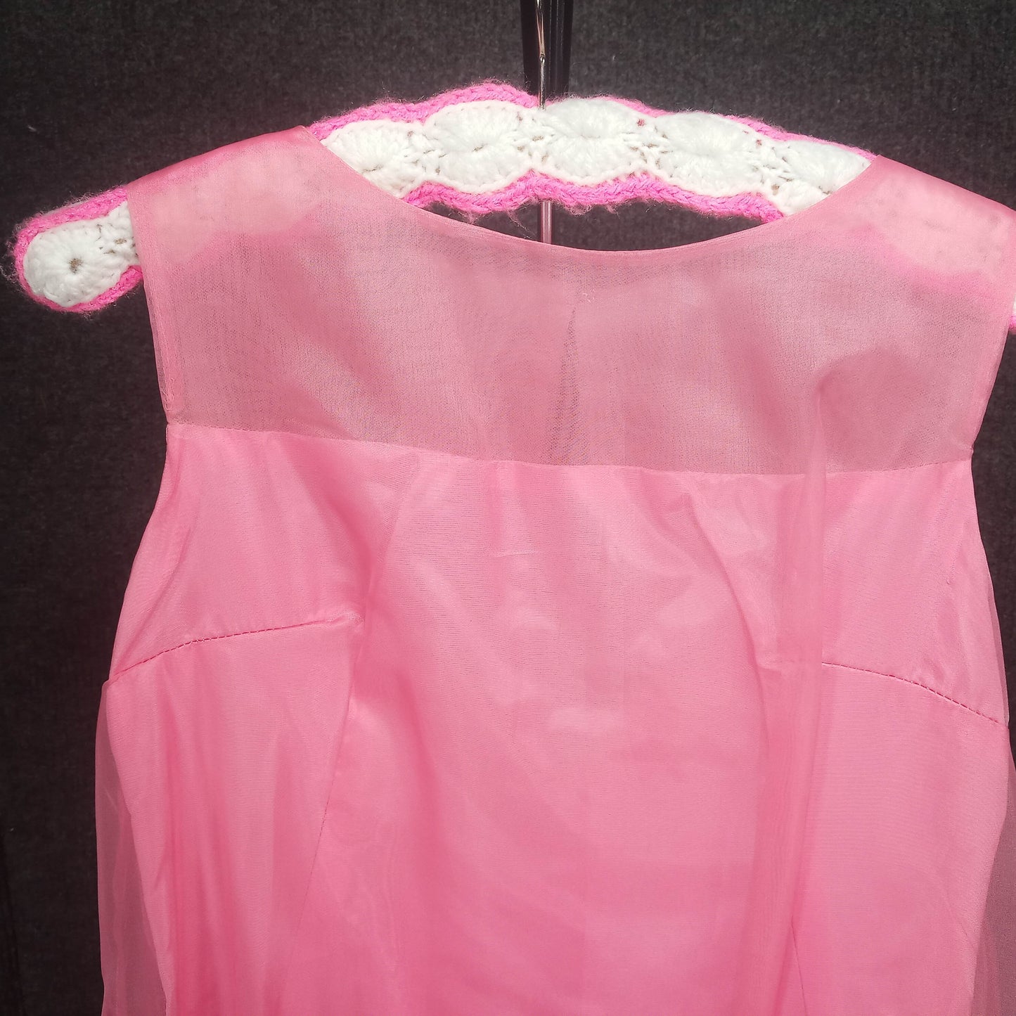 1960's Never Worn Pink Chiffon Ruffle Dress Full Length Gown - Created by Emma Domb