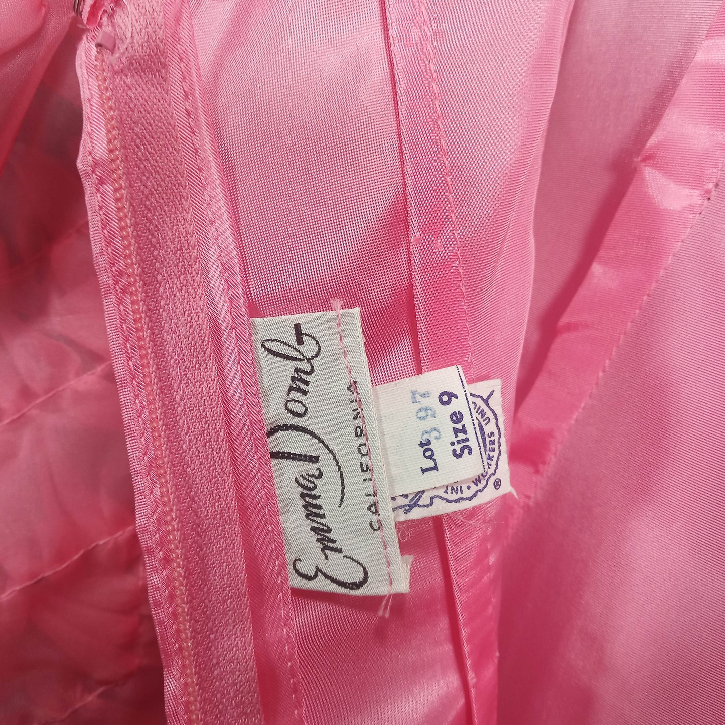 1960's Never Worn Pink Chiffon Ruffle Dress Full Length Gown - Created by Emma Domb