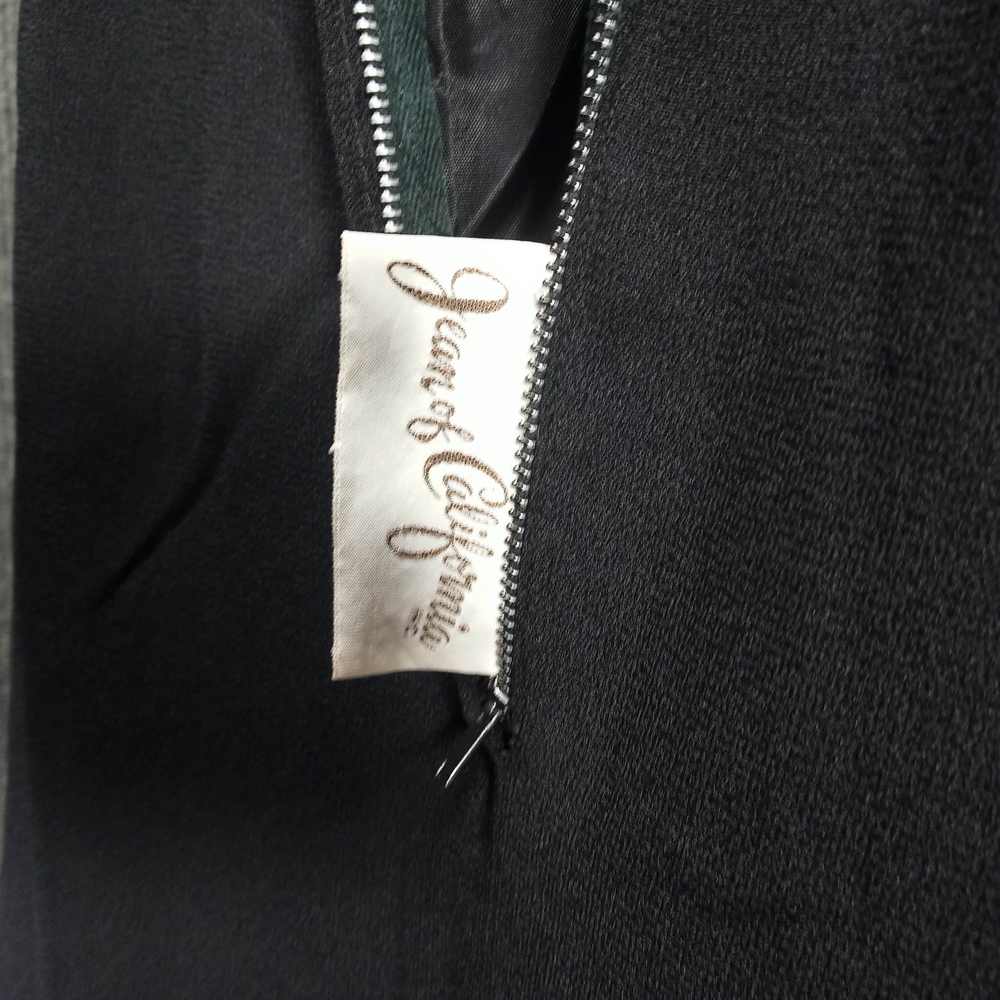 1950's Black Rayon Sequin Bodice Wiggle Dress by Jean of California