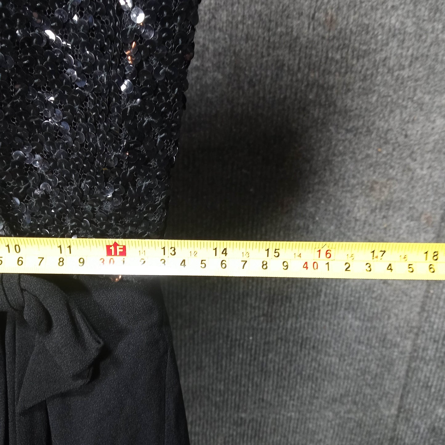 1950's Black Rayon Sequin Bodice Wiggle Dress by Jean of California