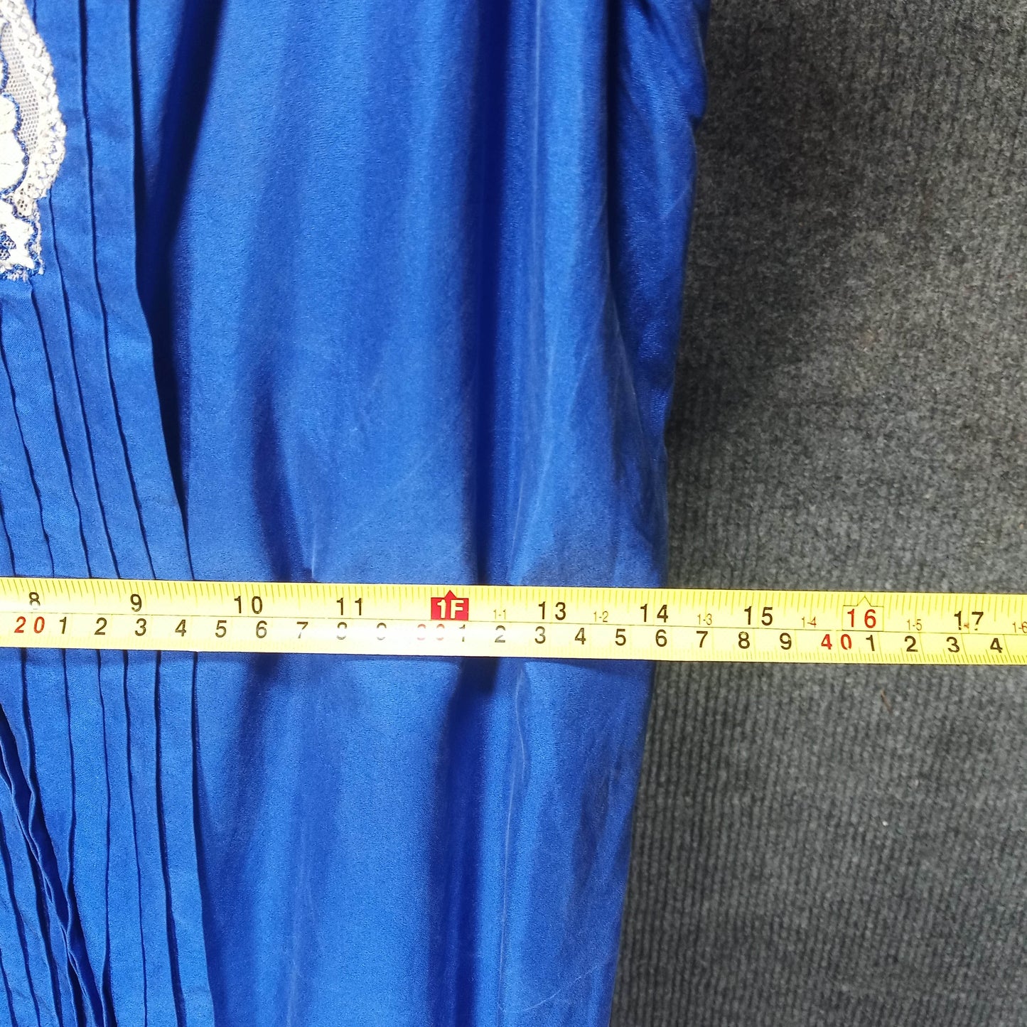 1960's Cobalt Blue Silk Ecru Lace dress