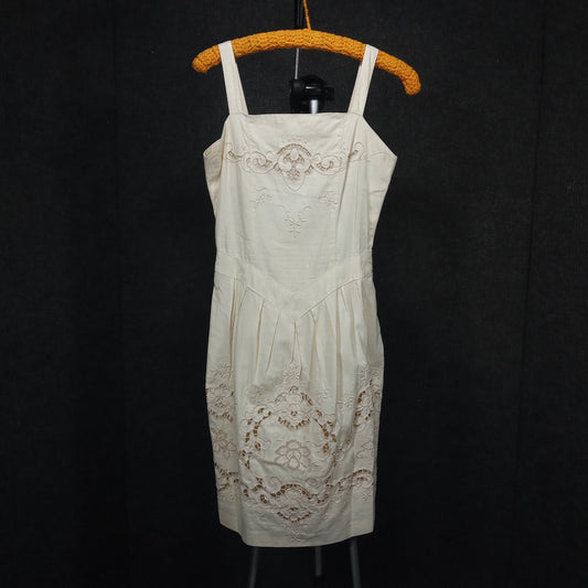 1950s Vintage Blush Lace Sleeveless Wiggle Dress