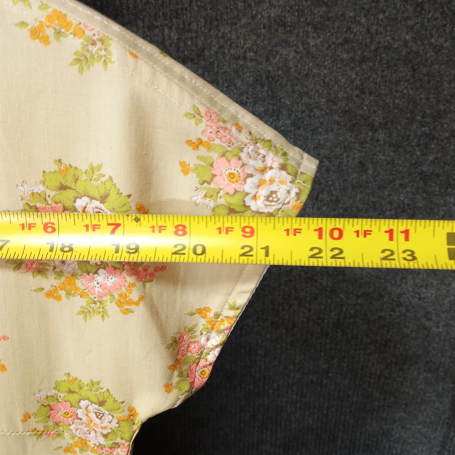 1950's Ecru Floral Yellow Cotton Circle Dress