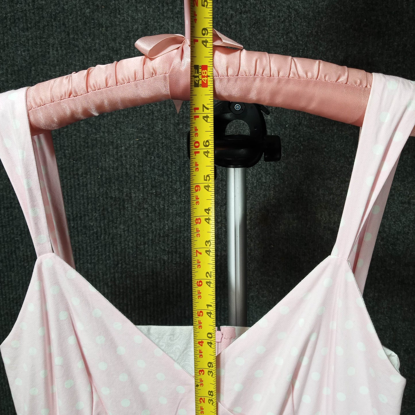 1950s Vintage Dress with Pink White Polka Dots on Cotton