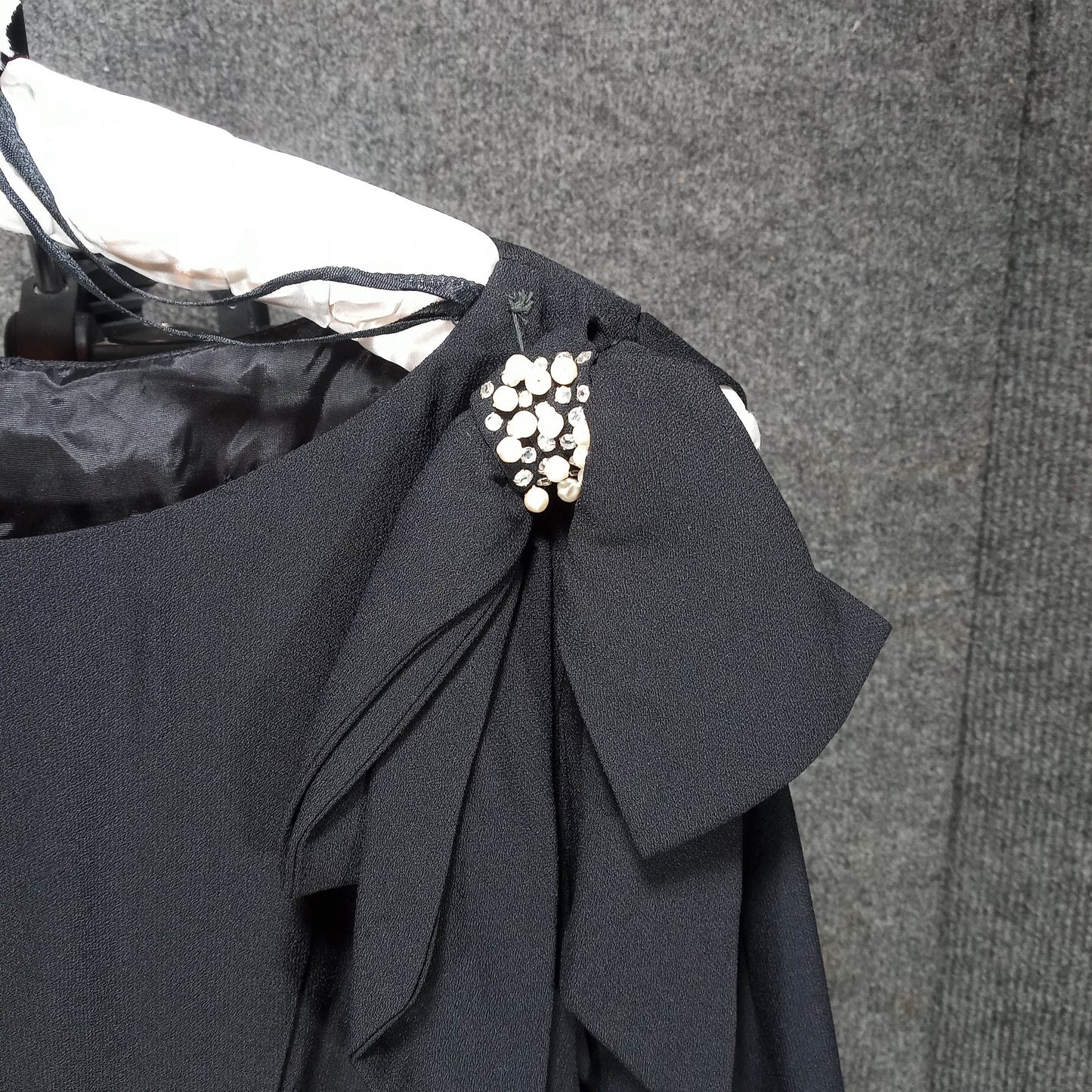 1950's Black Rayon Shift with Side Bow by Lilli Diamond