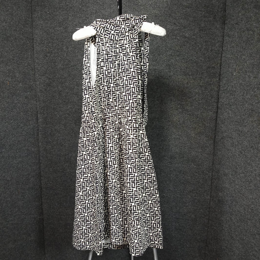 1960s Vintage Black White Abstract Print Silk Dress by Shoshanna