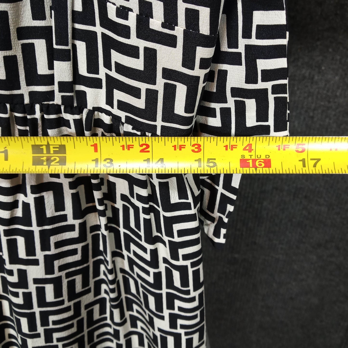 1960's Black White Abstract Print Silk Dress by Shoshanna