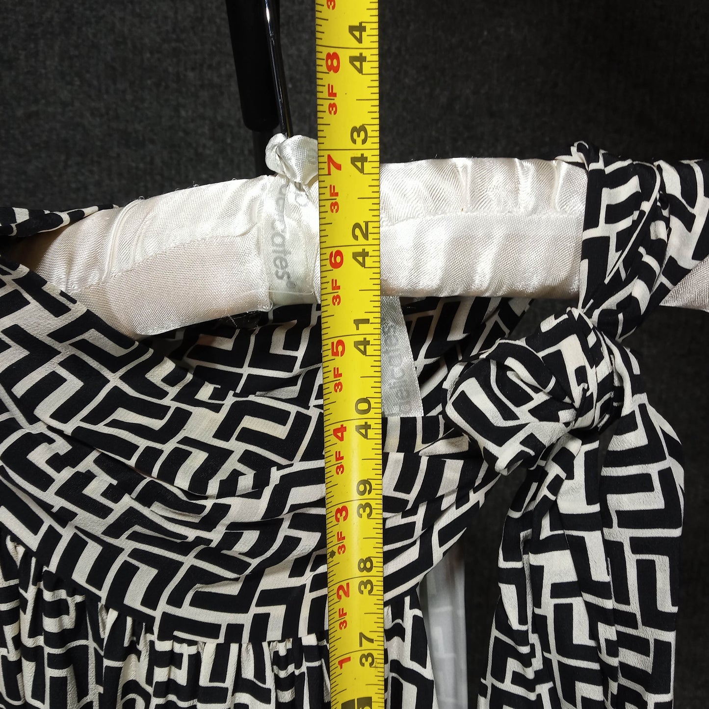 1960's Black White Abstract Print Silk Dress by Shoshanna