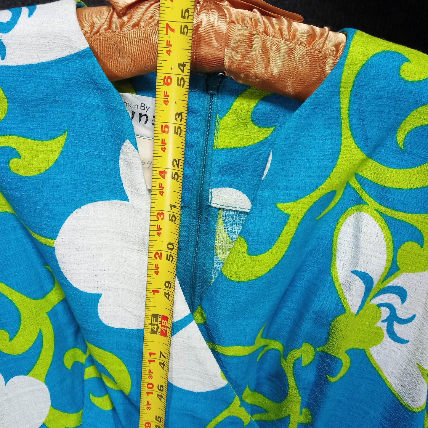 1960's Turquoise and White Hawaiian Column Dress by Darina